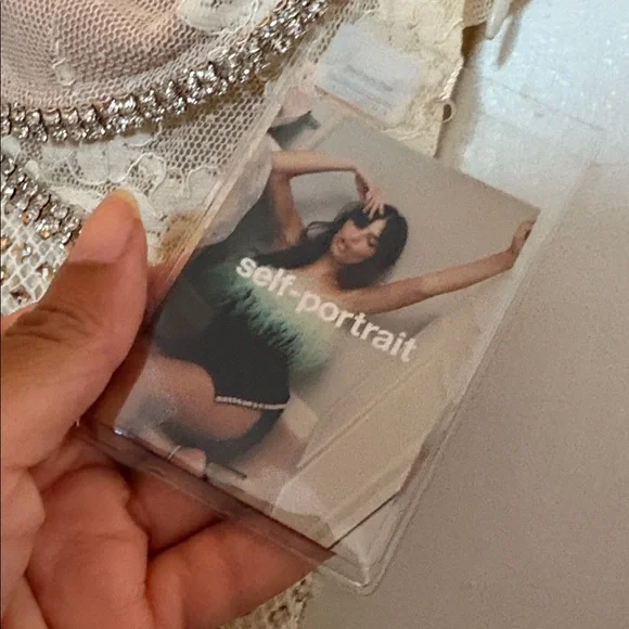 Self Portrait cream rhinestone mesh maxi dress elegant cocktail ethereal US 12 - Picture 2 of 16